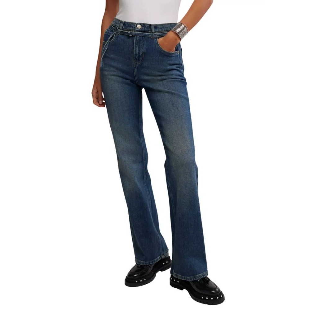 Free People We the Free Sabine Jeans Women's‎ 28 Blue Belted Slim Straight Fit